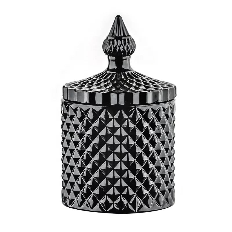 Shiny Black Namaste Glass Candle