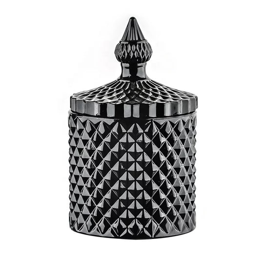 Shiny Black Namaste Glass Candle